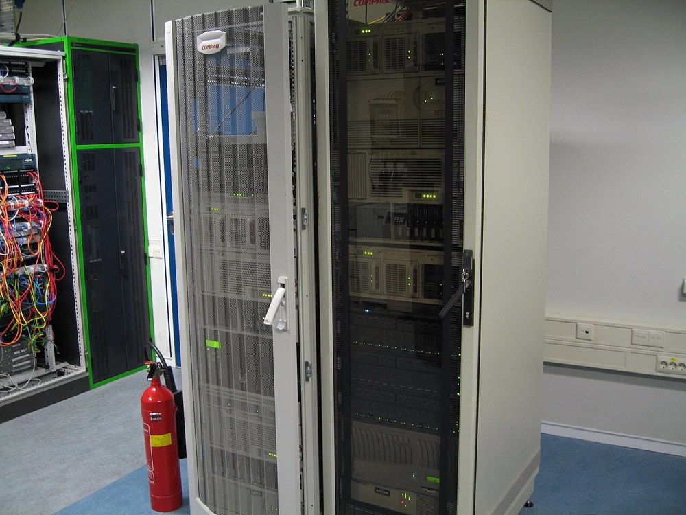 Compaq server cabinets in an equipment room